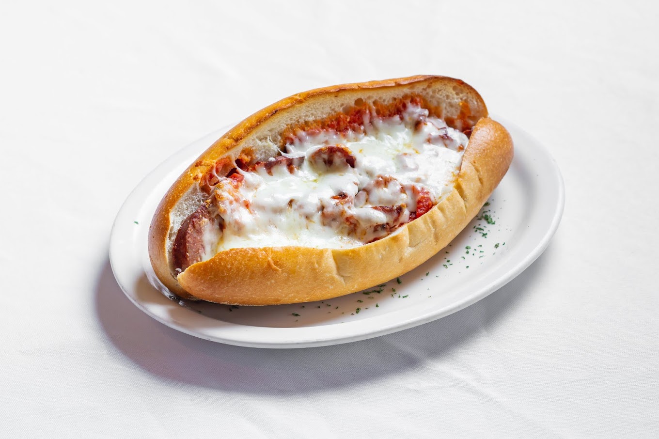 Chicken parmesan with melted cheese and marinara